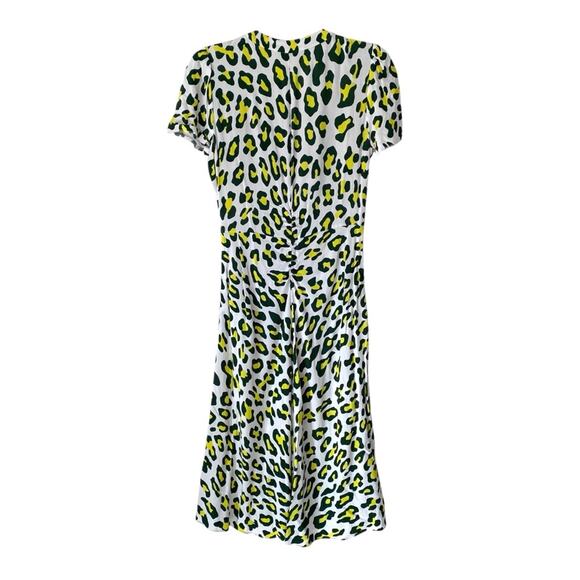 Diane Von Furstenberg Cecelia Summer Leopard Midi Dress size small White Green - Picture 9 of 11
